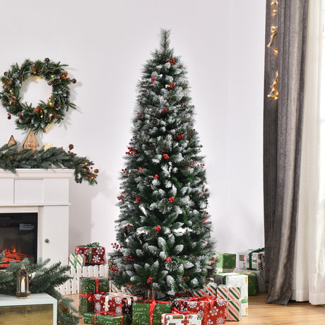 immagine-2-easycomfort-easycomfort-albero-di-natale-innevato-con-bacche-rosse-da-interni-base-rimovibile-e-pieghevole-539-rami-60x180cm-verde