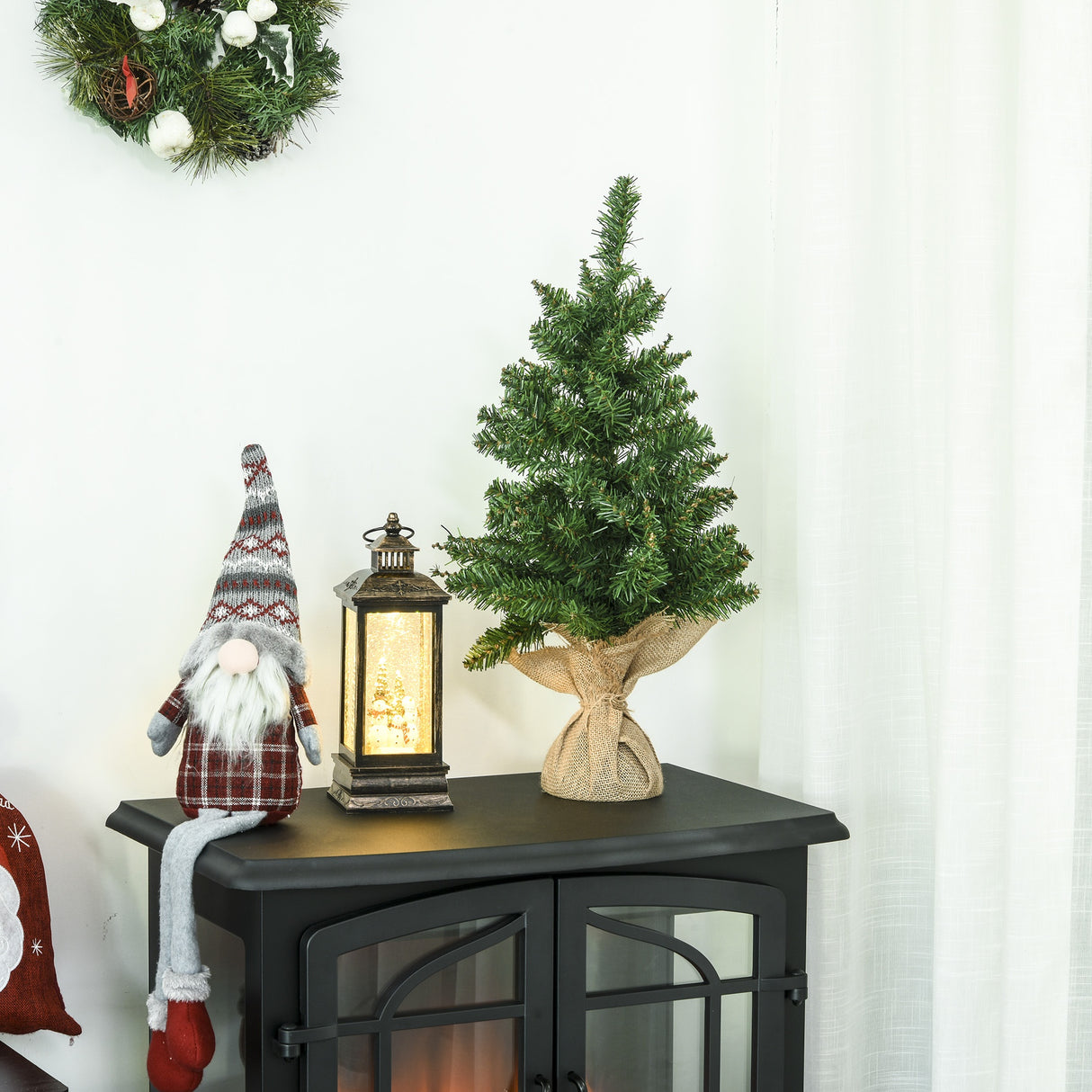 easycomfort easycomfort albero di natale mini 60cm con 70 rami folti e aghi realistici in pvc base in cemento e iuta