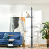 easycomfort easycomfort albero tiragraffi per gatti a 4 livelli con altezza regolabile grigio 43x27x228 260cm