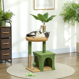 easycomfort easycomfort albero tiragraffi per gatti con casetta lettino e 2 palline in legno e poliestere 44x30x98 cm verde e marrone