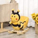 easycomfort easycomfort animale a dondolo per bambini a forma di ape in legno di pioppo con musica 60x33x45 cm giallo e nero