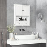 easycomfort easycomfort armadietto pensile bagno a 2 ante con ripiano aperto e 2 cassetti in legno bianco