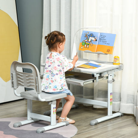 easycomfort easycomfort banco scuola con sedia per bambini 6 12 anni con altezza e inclinazione regolabile grigio