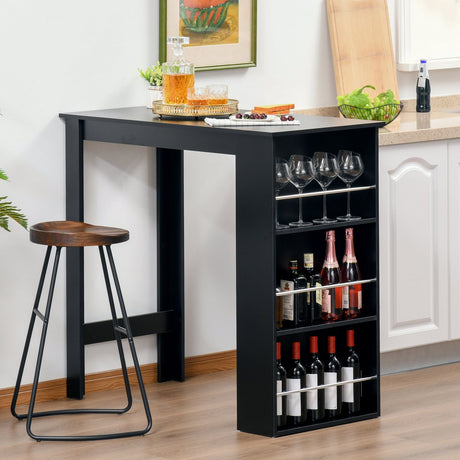 easycomfort easycomfort bancone da cucina tavolo alto con 3 mensole in legno tavolo da bar cucina arredamento moderno casa e bar 112x57x106cm nero