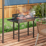easycomfort easycomfort barbecue a carbone a 3 livelli con mensole pieghevoli e girarrosto in acciaio inox 118x32x90 cm nero