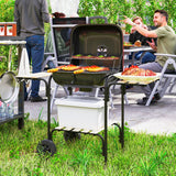 easycomfort easycomfort barbecue a carbone con 3 ripiani e ruote coperchio con presa daria regolabile rosso
