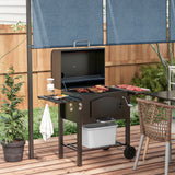 easycomfort easycomfort barbecue da giardino a 2 ruote con griglia affumicatore e fornello in metallo e ghisa 124x66x112 cm nero