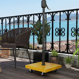 easycomfort easycomfort base per ombrellone da 25kg in metallo e cemento con ruote ed effetto legno 45x45x36 5cm giallo