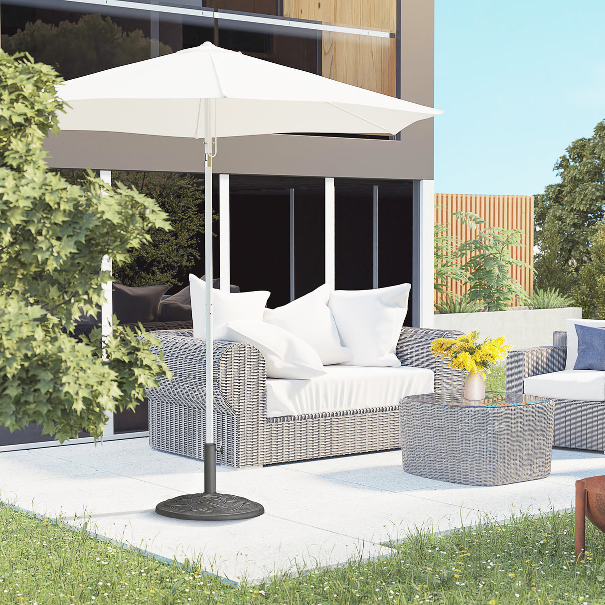 easycomfort easycomfort base per ombrellone in resina 19kg con decorazioni e accoppiatore antiruggine 54 5cm bronzo