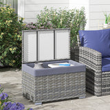 easycomfort easycomfort baule da giardino in rattan pe con rivestimento interno in tessuto impermeabile 76x45x48 cm grigio