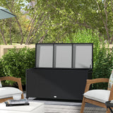 easycomfort easycomfort baule da giardino in rattan pe con ruote e maniglia laterale 121x57x67cm nero