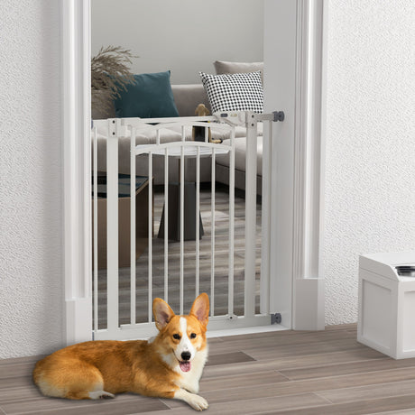 easycomfort easycomfort cancelletto per cani taglia piccola e media con chiusura automatica in acciaio e pa 74 80x76 cm bianco
