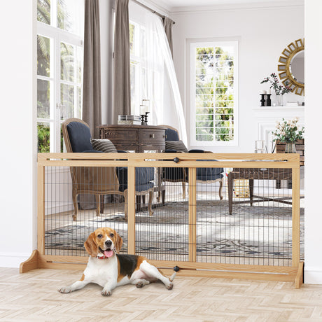 easycomfort easycomfort cancellino per cani da interno estensibile in legno di pino e acciaio 104 183x36x69 cm color legno