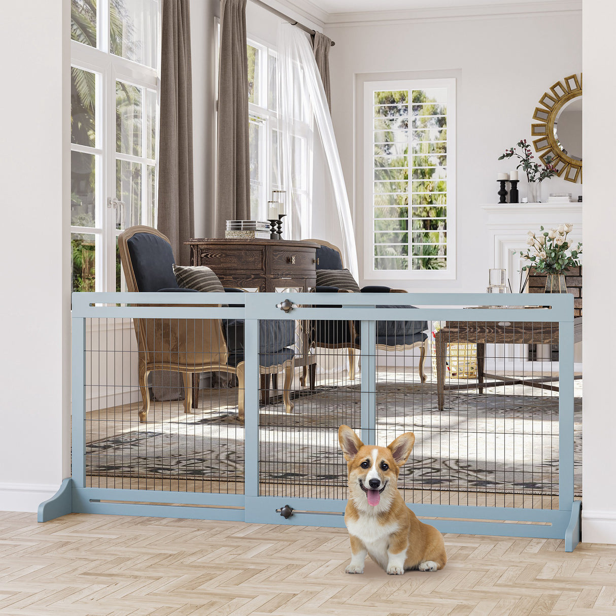 immagine-2-easycomfort-easycomfort-cancellino-per-cani-estensibile-da-interno-in-legno-e-acciaio-104-183x36x69cm-blu