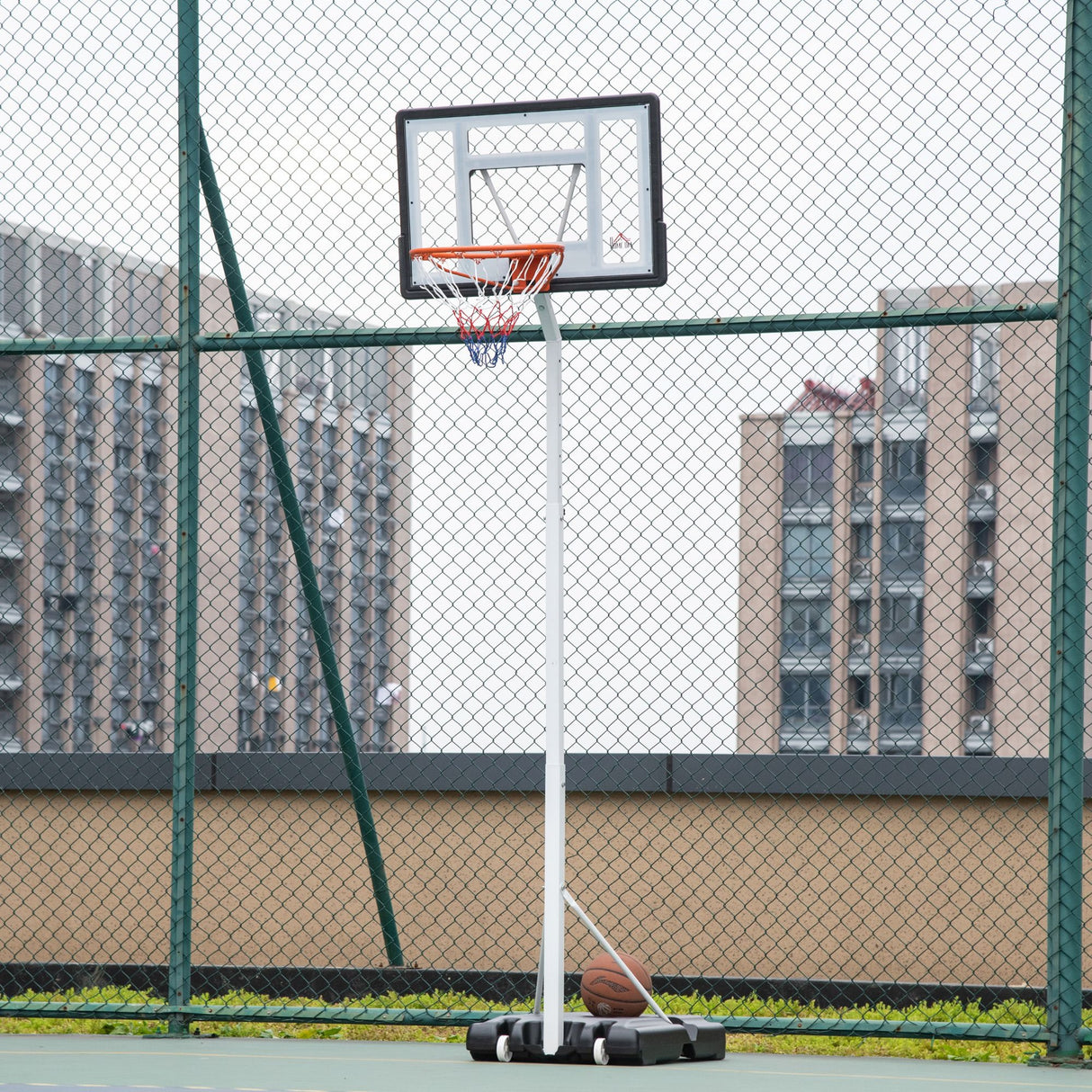 easycomfort easycomfort canestro basket per adulti con tabellone in pvc regolabile 210 260cm ruote integrate bianco