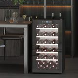 easycomfort easycomfort cantinetta vino frigo per 41 bottiglie capacita 91l controllo temperatura e ripiani in legno nero