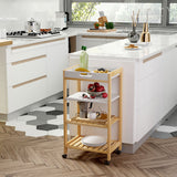 easycomfort easycomfort carrello da cucina a 4 livelli in mdf e legno di pino con 4 ruote girevoli 40x30x76 cm bianco e marrone