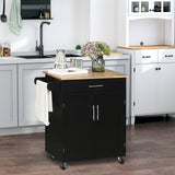 easycomfort easycomfort carrello da cucina con cassetto e armadietto 2 ante ruote e barra laterale 83x45x91 5cm nero