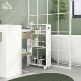 easycomfort easycomfort carrello da cucina e bagno salvaspazio a 3 livelli con barre laterali e ruote con freni bianco