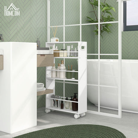 easycomfort easycomfort carrello da cucina e bagno salvaspazio a 3 livelli con barre laterali e ruote con freni bianco
