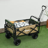 easycomfort easycomfort carrello da giardino 110l con maniglia telescopica e fondo apribile in acciaio e tessuto oxford cachi