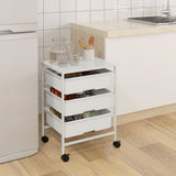 easycomfort easycomfort carrello multiuso con 3 cestini estraibili e ruote per cucina e ufficio in acciaio e pp bianco