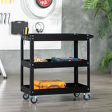 easycomfort easycomfort carrello porta attrezzi a 3 livelli in acciaio con bordi alti e 4 ruote girevoli 83x35 3x76 cm nero