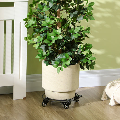 easycomfort easycomfort carrello sottovaso con ruote 30cm in metallo con ruote girevoli e freno nero