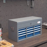 easycomfort easycomfort cassetta attrezzi in acciaio con 6 cassetti un bauletto e 2 chiavi 60x26x34 cm blu