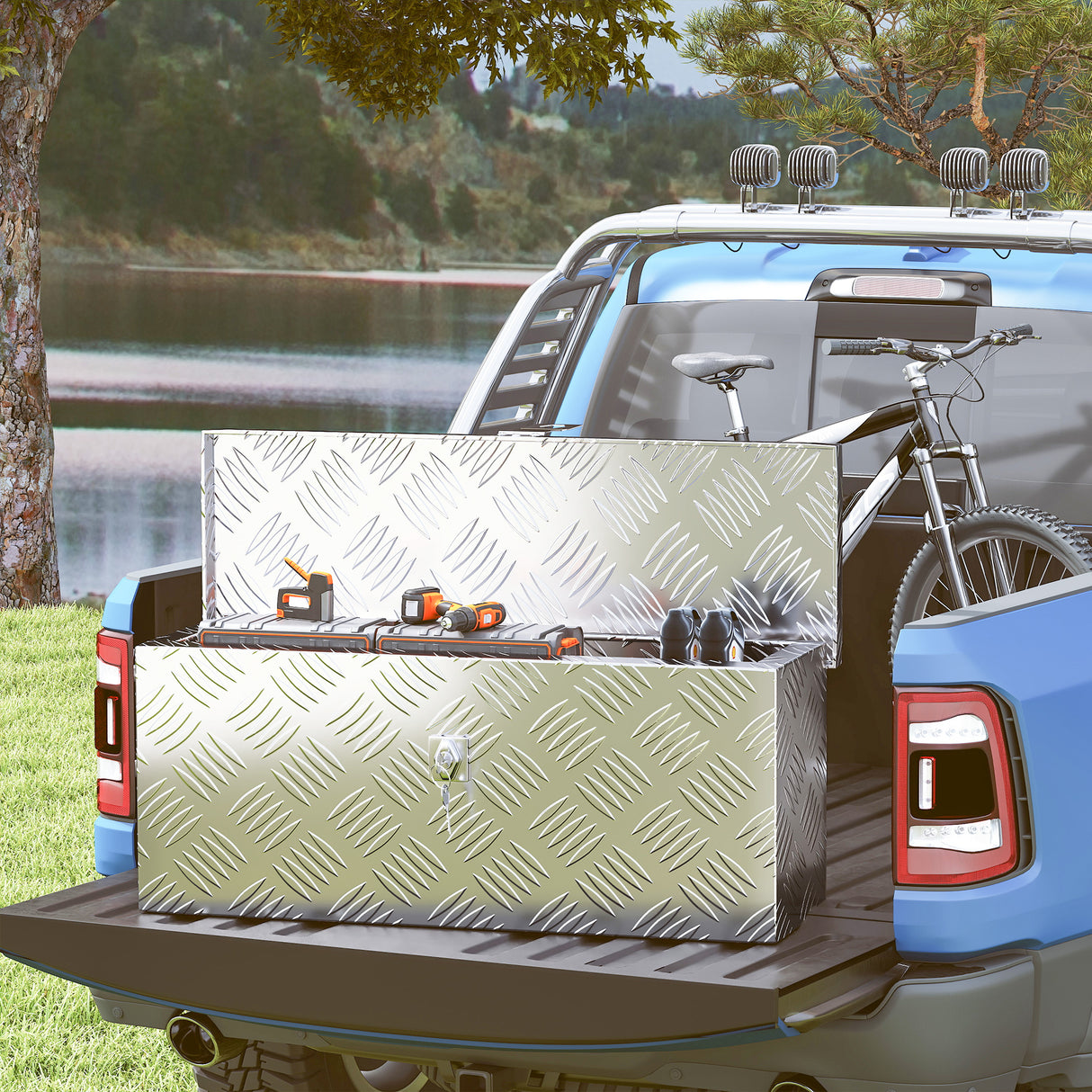 easycomfort easycomfort cassetta portautensili da 2 kg con chiusura a chiave in lamiera di alluminio 50x15 5x20 5 cm argento