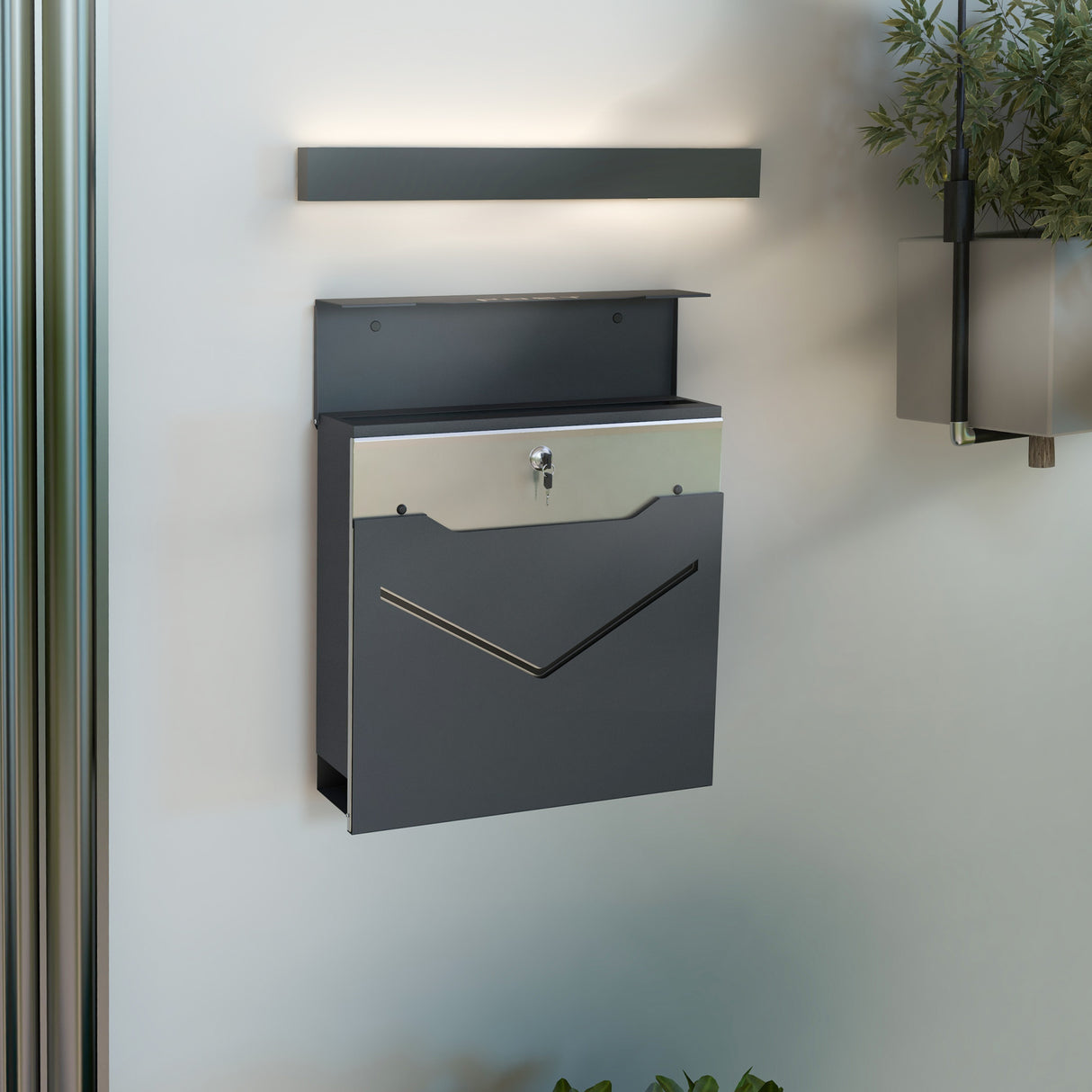 easycomfort easycomfort cassetta postale in acciaio con 2 chiavi di sicurezza fessura a v e foro di drenaggio 37x10 5x37 cm grigia