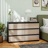 easycomfort easycomfort cassettiera 6 cassetti per camera da letto in legno con guide in metallo 120x39x75 cm nera e color legno