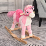 easycomfort easycomfort cavallo a dondolo per bambini 36 72 mesi unicorno a dondolo con suoni in legno e peluche rosa 74x33x62cm