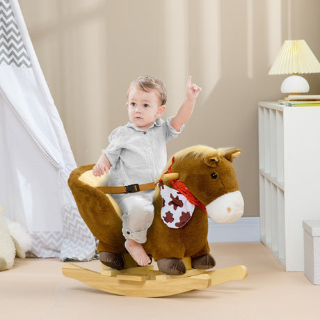 easycomfort easycomfort cavallo a dondolo per bambini da 18 36 mesi con suoni realistici 60x33x50 cm marrone e color legno