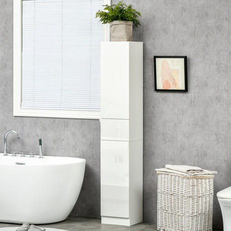 easycomfort easycomfort colonna bagno con cassetto e 2 armadietti bianco lucido 30x28x170cm