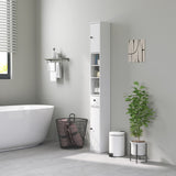 easycomfort easycomfort colonna bagno salvaspazio con 2 armadietti 3 ripiani aperti e cassetto in legno 20x20x178 cm bianco
