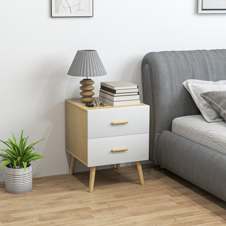 easycomfort easycomfort comodino con 2 cassetti in legno in stile scandinavo 40x40x50 cm rovere