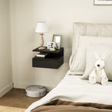 easycomfort easycomfort comodino sospeso per camera da letto con cassetto e mensola in legno 35x32x22 5cm nero