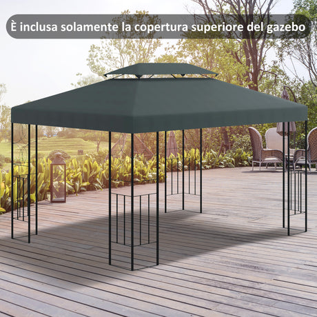 easycomfort easycomfort copertura per gazebo 4x3 m a 2 livelli in poliestere con cinghie e 10 fori di drenaggio grigio antracite