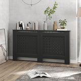 easycomfort easycomfort copritermosifoni in legno mdf traforato a croce con ripiano e fissaggio a muro 152x19x82 cm nero