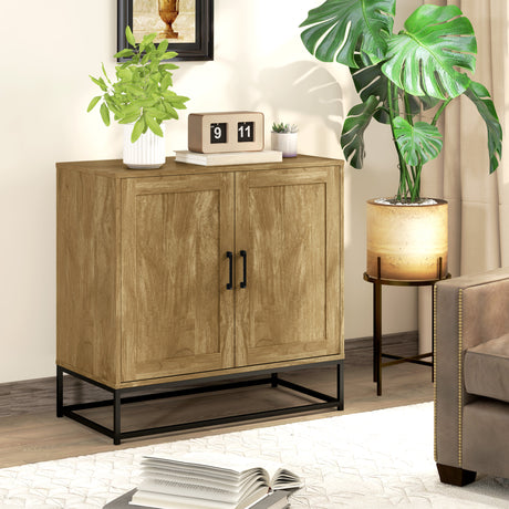 easycomfort easycomfort credenza da soggiorno a 2 livelli con ripiano regolabile in legno e acciaio 80x40x78 cm marrone e nero