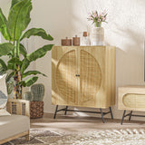 immagine-2-easycomfort-easycomfort-credenza-in-stile-boho-con-2-ante-in-legno-e-rattan-80x39x101-8cm-naturale