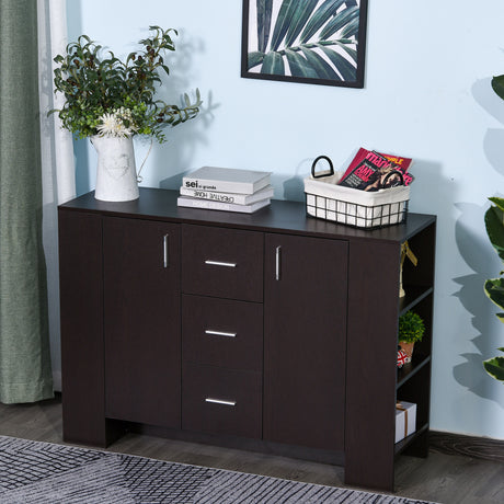 easycomfort easycomfort credenza in stile classico per sala da pranzo con 2 ante 3 cassetti e 3 ripiani in legno scuro 120 x 38 x 84cm ean 8054111848381