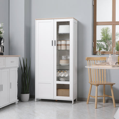 easycomfort easycomfort credenza moderna a 2 ante con mensole regolabili in legno e vetro 76x36x160cm bianco