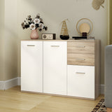 easycomfort easycomfort credenza moderna con 3 armadietti e 2 cassetti in legno 106x35x76 cm color legno