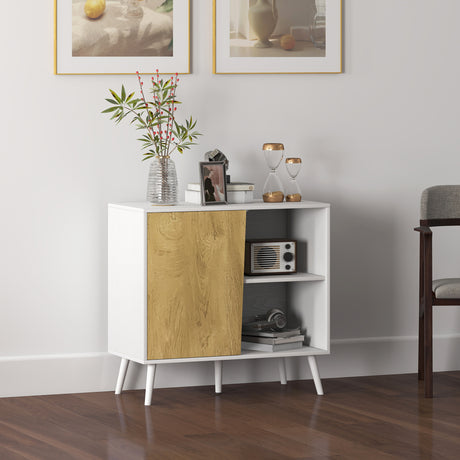 easycomfort easycomfort credenza moderna con armadietto e vano portaoggetti in legno 80x39x76 cm bianco