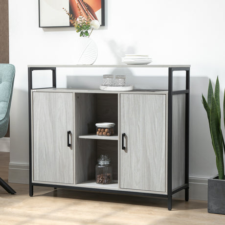 immagine-2-easycomfort-easycomfort-credenza-moderna-in-legno-con-2-armadietti-e-ripiani-mobile-cucina-e-per-ingresso-grigio-chiaro-100x34x87-2cm