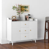 easycomfort easycomfort credenza moderna in legno con 3 cassetti e 2 armadietti a 2 livelli 90x32x80 cm bianco
