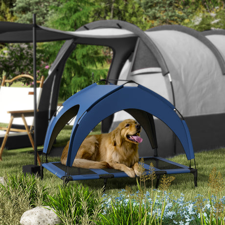 easycomfort easycomfort cuccia per cani taglia grande con tettuccio protettivo in acciaio e poliestere 106x76x94 cm blu scuro