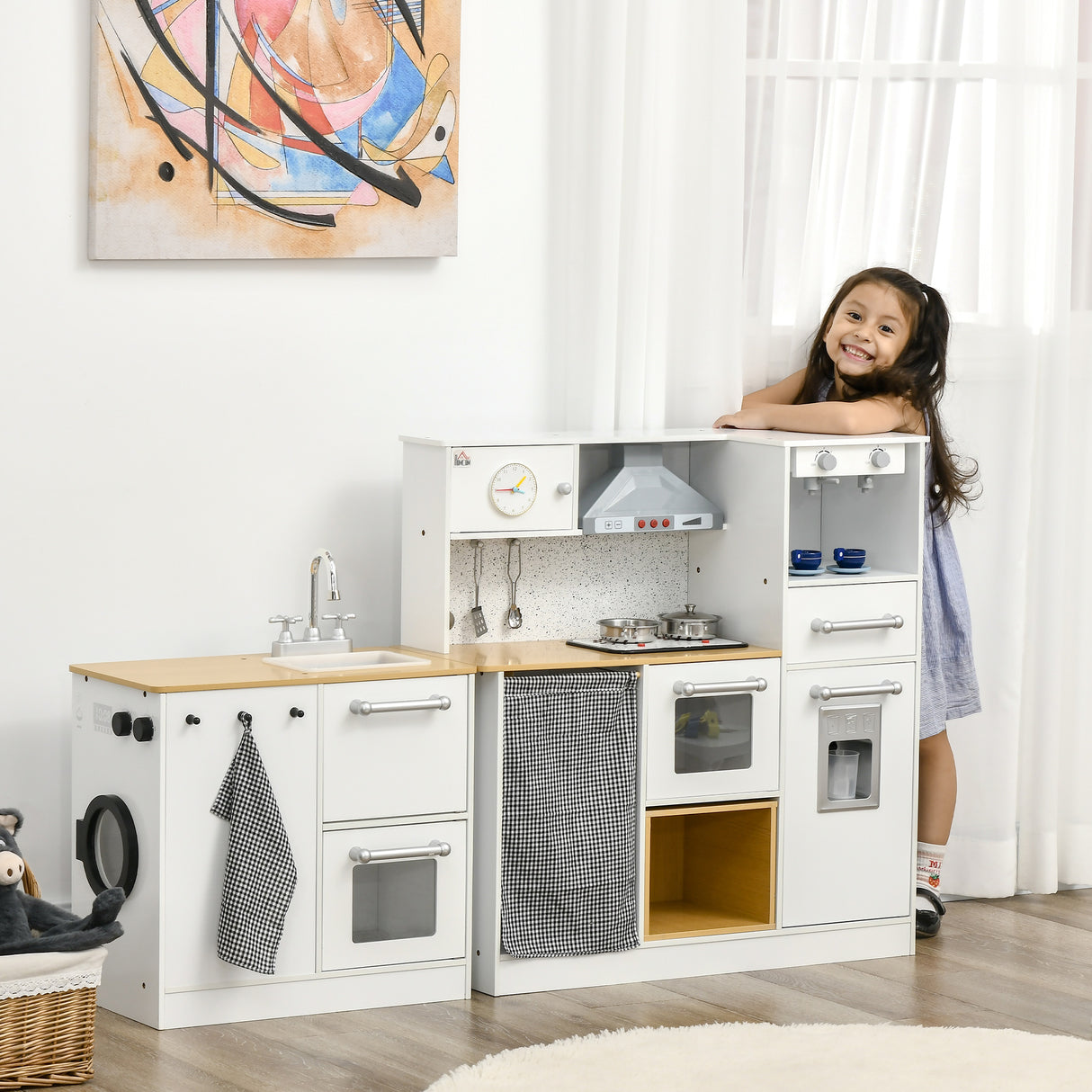 easycomfort easycomfort cucina giocattolo 2 pezzi per bambini 3 6 anni con utensili da cucina luci ed effetti sonori in mdf e pp